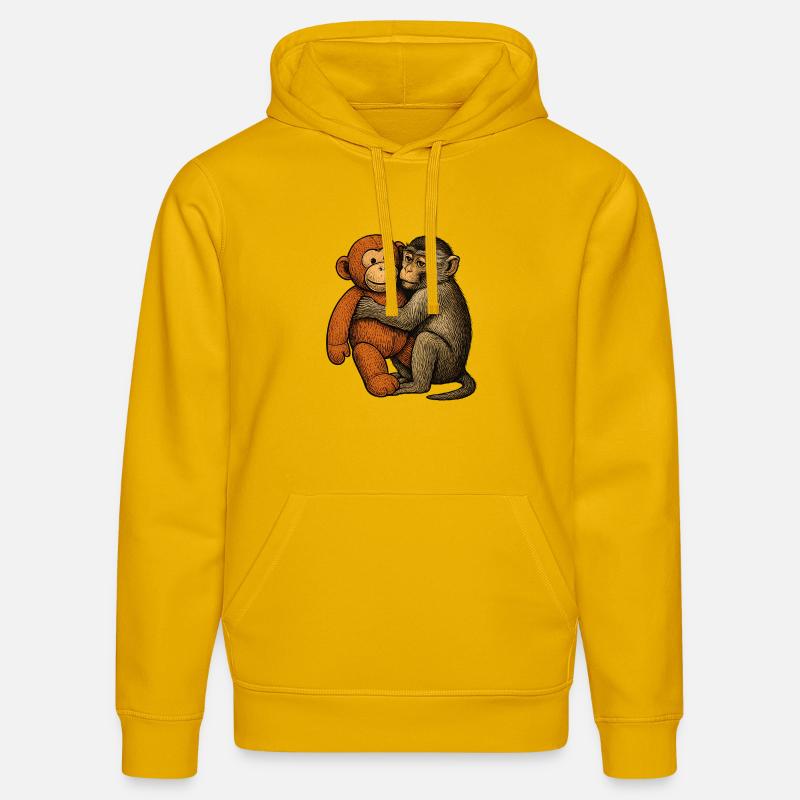 Câlin de singe : Amitié de singe - Sweat à capuche bio DRUMMER Stanley/Stella Unisexe - jaune spectre