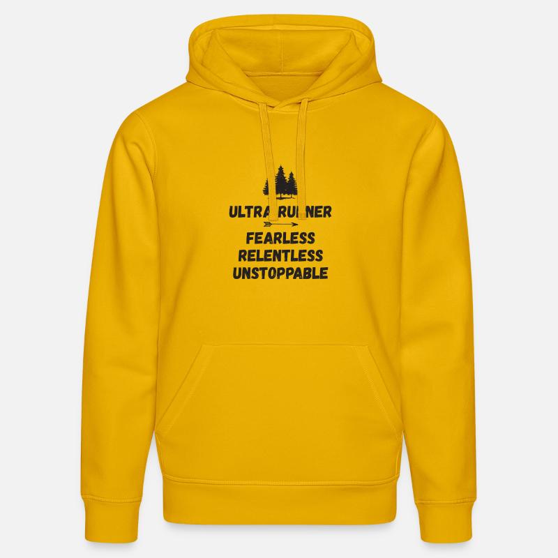 Ultra Runnner - Intrépide. Implacable. Imparable. - Sweat à capuche bio DRUMMER Stanley/Stella Unisexe - jaune spectre