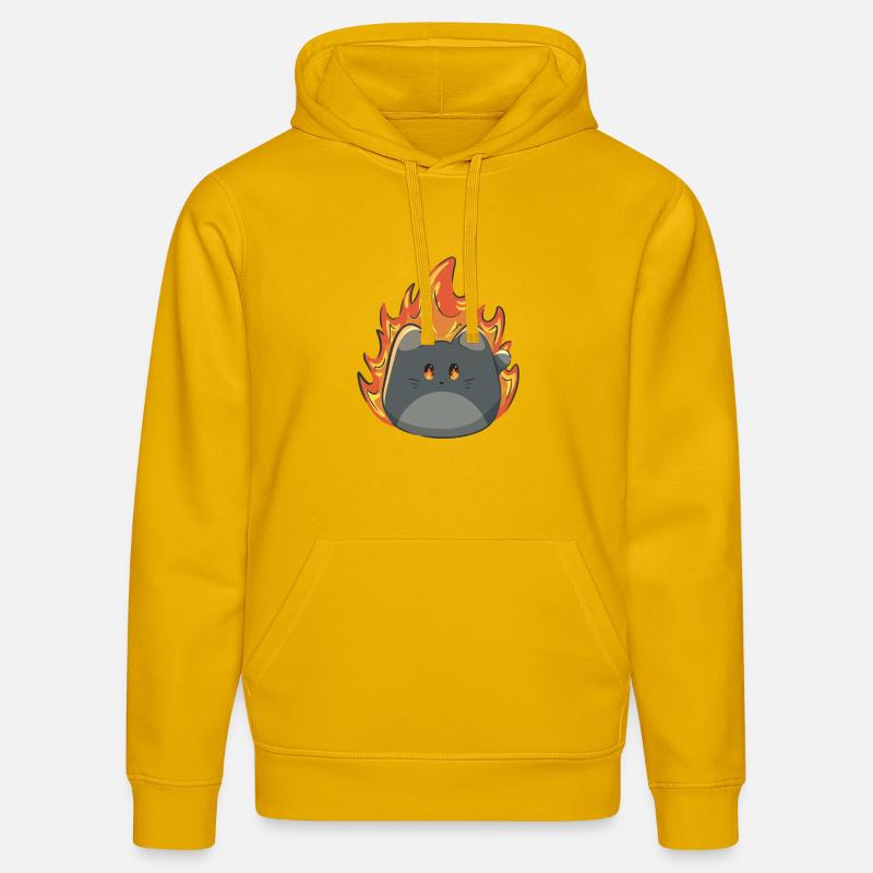 Chat mignon avec du feu - Sweat à capuche bio DRUMMER Stanley/Stella Unisexe - jaune spectre