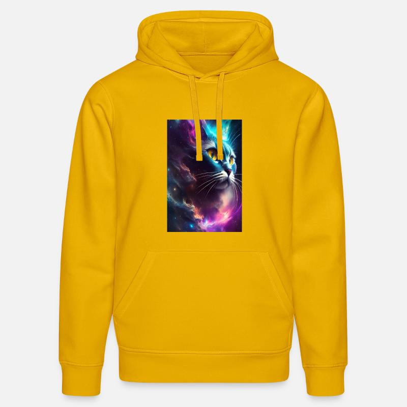 Chat dans l’espace - Sweat à capuche bio DRUMMER Stanley/Stella Unisexe - jaune spectre