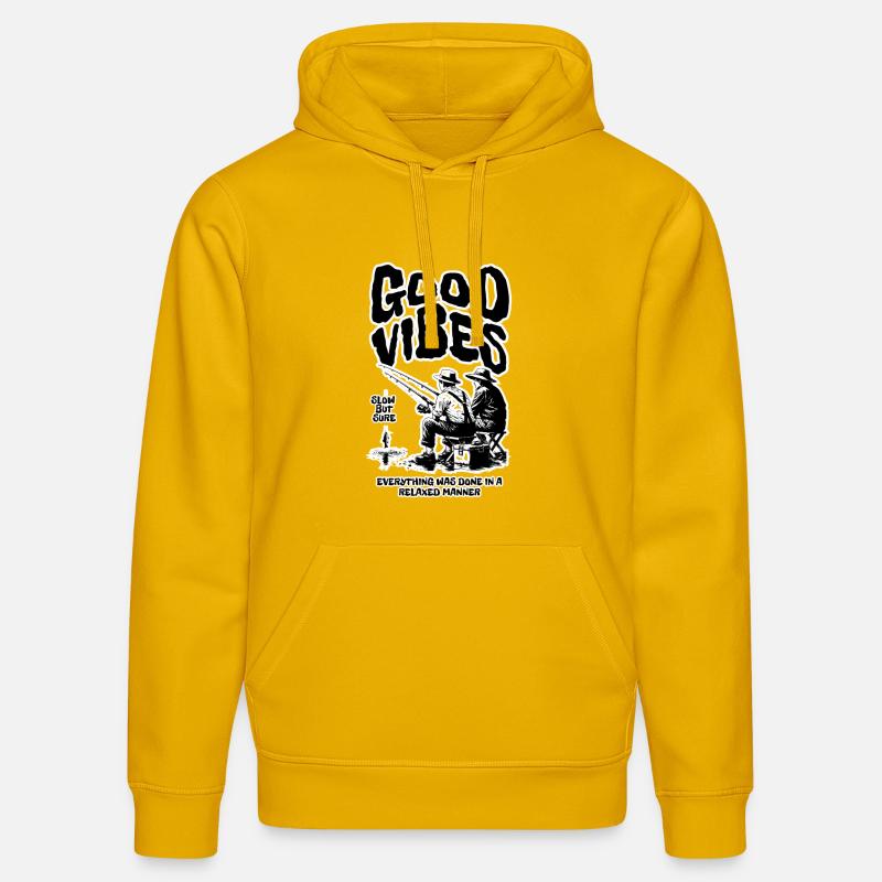 Pêche : Ondes positives - Sweat à capuche bio DRUMMER Stanley/Stella Unisexe - jaune spectre