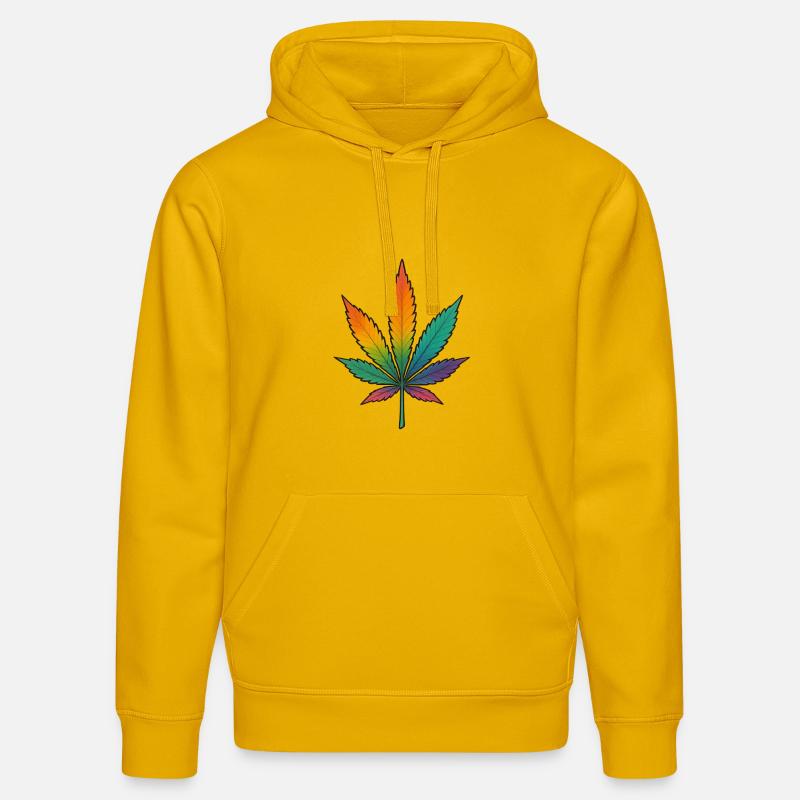 Conception de feuille de cannabis arc-en-ciel - Sweat à capuche bio DRUMMER Stanley/Stella Unisexe - jaune spectre