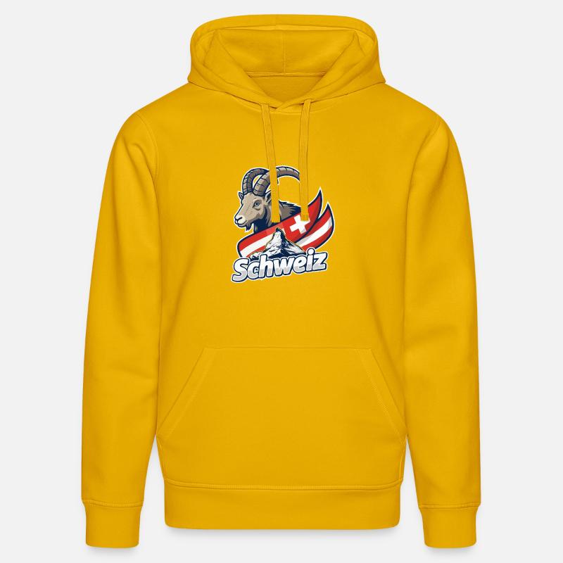 Bouquetin alpin avec drapeau suisse - Sweat à capuche bio DRUMMER Stanley/Stella Unisexe - jaune spectre