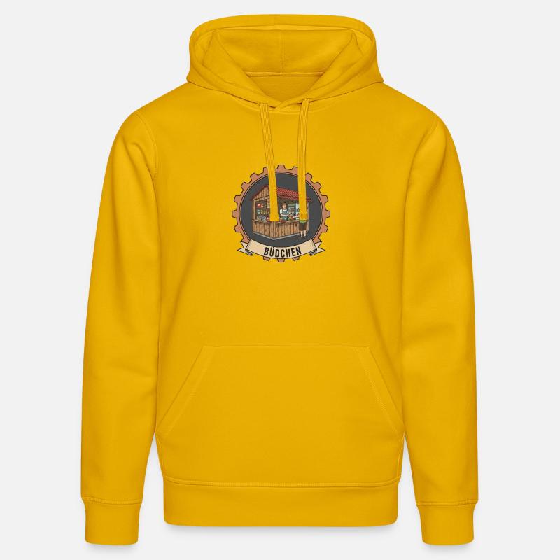 Illustration du stand de vente de Büdchen - Sweat à capuche bio DRUMMER Stanley/Stella Unisexe - jaune spectre