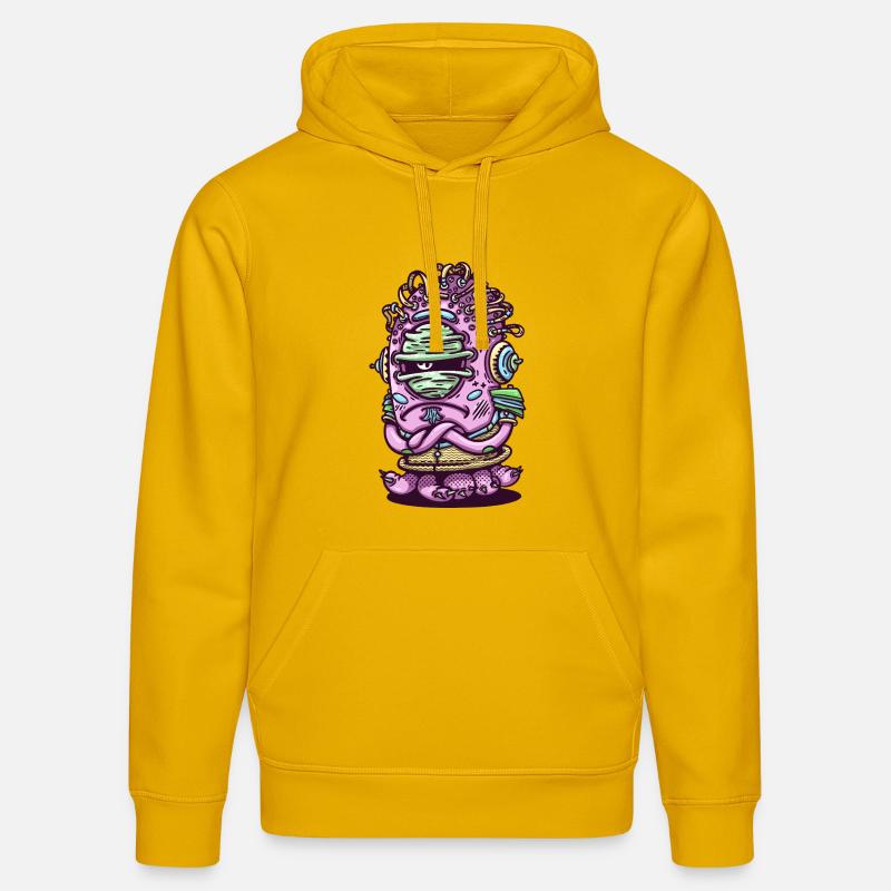 Créature extraterrestre rose de l’espace - Sweat à capuche bio DRUMMER Stanley/Stella Unisexe - jaune spectre