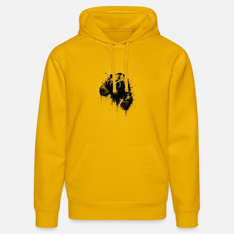 Dark Bear Spritz Graffiti - Sweat à capuche bio DRUMMER Stanley/Stella Unisexe - jaune spectre