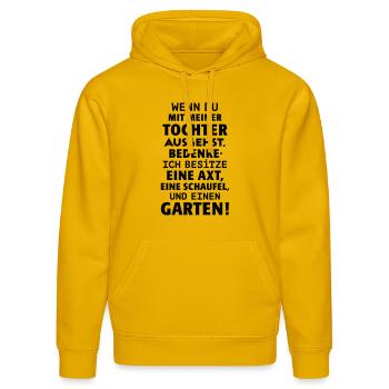 Vater Tochter Date Axt Beil Schaufel Garten Single - Stanley/Stella Unisex Bio-Hoodie DRUMMER  - Spektralgelb - Vorne - Liana (172cm) & Jaron (178cm)