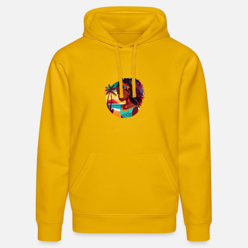 Beauté tropicale avec coucher de soleil - Sweat à capuche bio DRUMMER Stanley/Stella Unisexe - jaune spectre
