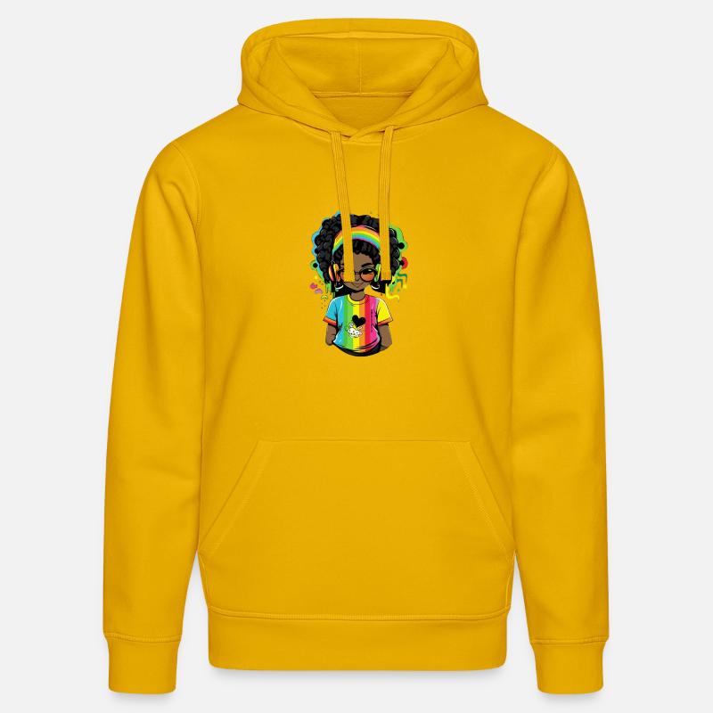 Leuchtender Reggae-Pullover mit Rainbow-Design - Stanley/Stella Unisex Bio-Hoodie DRUMMER  - Spektralgelb