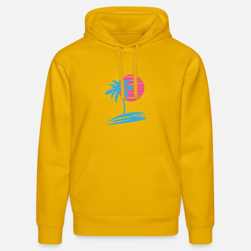 PALMIER D’ÉTÉ DEVANT LE SOLEIL - Sweat à capuche bio DRUMMER Stanley/Stella Unisexe - jaune spectre