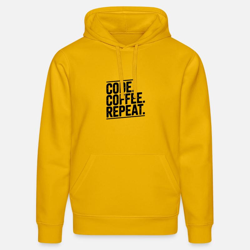 Code Coffee Repeat - Sweat à capuche bio DRUMMER Stanley/Stella Unisexe - jaune spectre