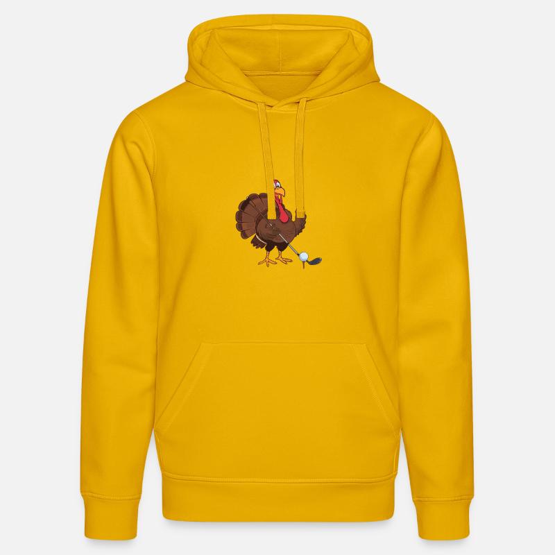 Drôle de dinde jouant au golf - Sweat à capuche bio DRUMMER Stanley/Stella Unisexe - jaune spectre