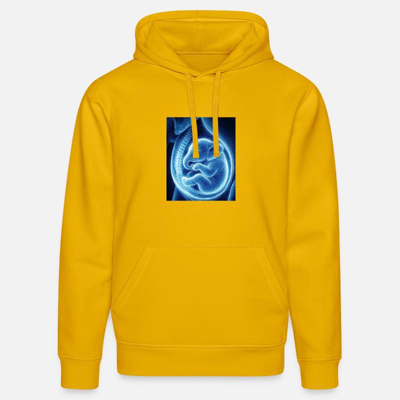 Bébé ultrasonique bleu dans le ventre - Sweat à capuche bio DRUMMER Stanley/Stella Unisexe - jaune spectre
