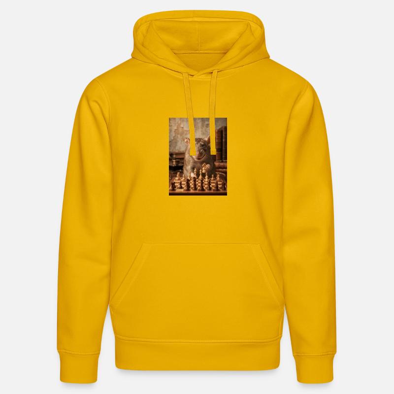 Rat jouant aux échecs - Sweat à capuche bio DRUMMER Stanley/Stella Unisexe - jaune spectre