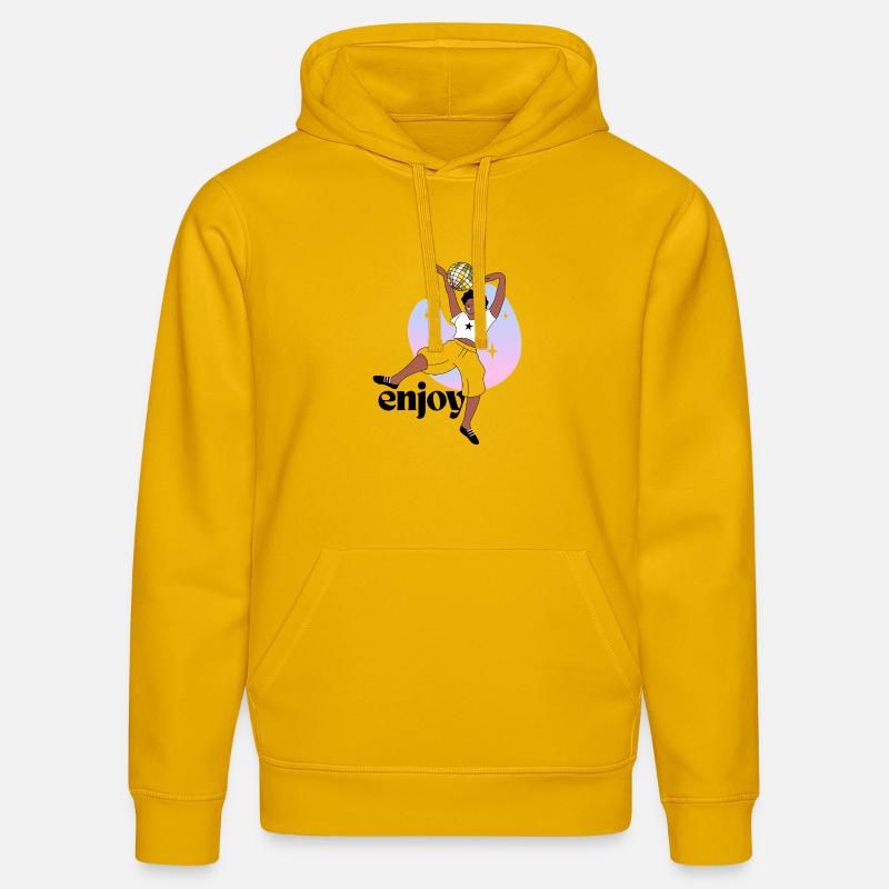 Disco Dancing Empreinte digitale Illustration - Sweat à capuche bio DRUMMER Stanley/Stella Unisexe - jaune spectre