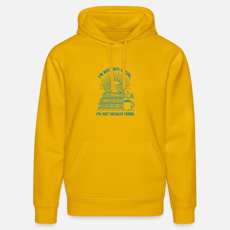 Sozial Codiert: Bücher, Kaffee & Code - Stanley/Stella Unisex Bio-Hoodie DRUMMER  - Spektralgelb