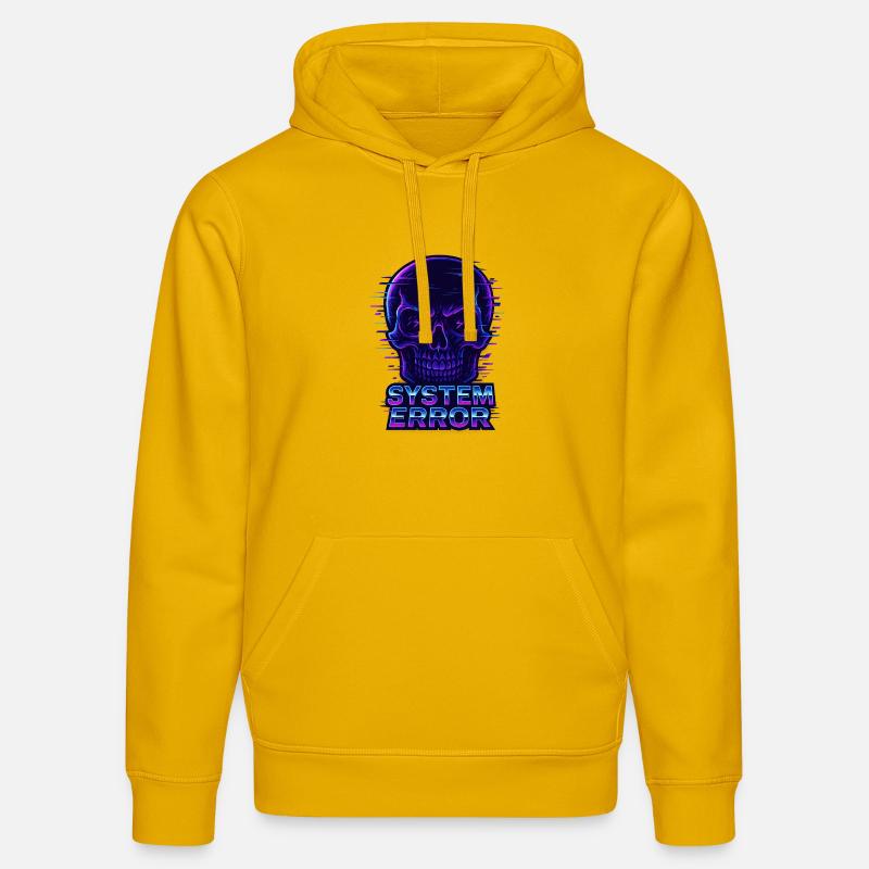 Neon Glitch Schädel mit Systemfehlertext - Stanley/Stella Unisex Bio-Hoodie DRUMMER  - Spektralgelb
