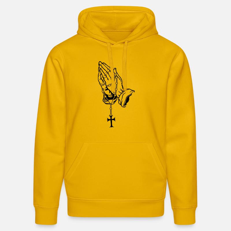 Praying Hands mit Rosenkranz Basic - Stanley/Stella Unisex Bio-Hoodie DRUMMER  - Spektralgelb