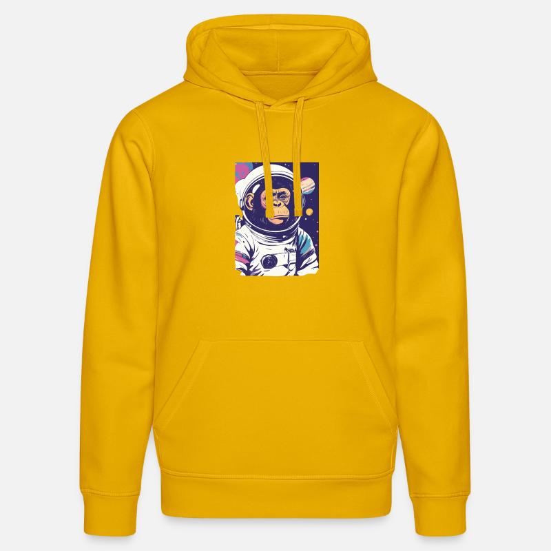 Chimpanzé astronaute dans l’espace - Sweat à capuche bio DRUMMER Stanley/Stella Unisexe - jaune spectre