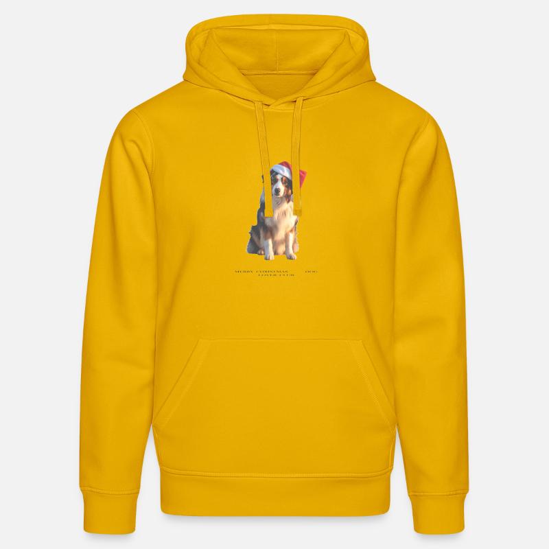 Boder Collie Weihnachts-Hund im Santa-Hut - Stanley/Stella Unisex Bio-Hoodie DRUMMER  - Spektralgelb