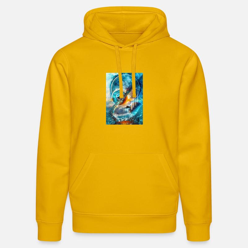 Anneau Spatial Bleu avec Feu - Sweat à capuche bio DRUMMER Stanley/Stella Unisexe - jaune spectre