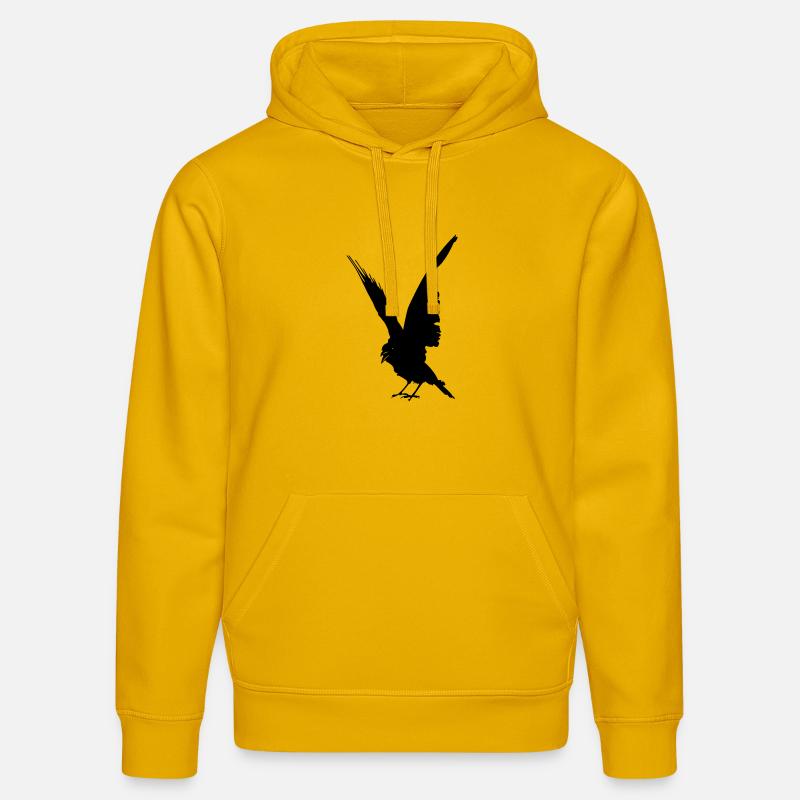 Schwarze Vogelkrähe oder Rabenschattenfigur - Stanley/Stella Unisex Bio-Hoodie DRUMMER  - Spektralgelb