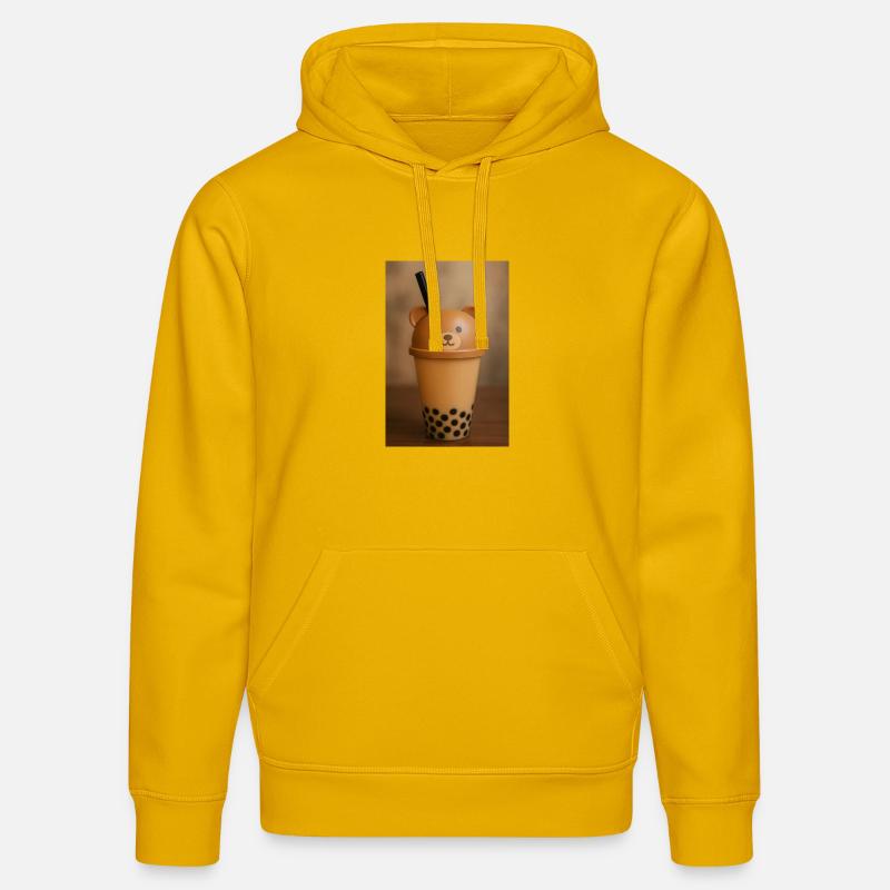 Conception de tasse de thé bulle à couvercle d’ours - Sweat à capuche bio DRUMMER Stanley/Stella Unisexe - jaune spectre