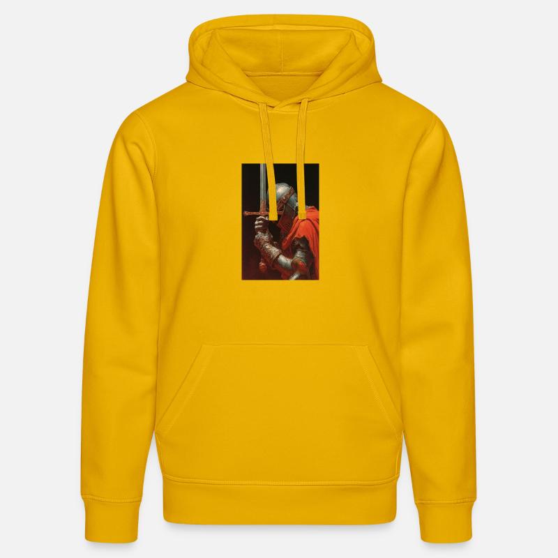 Chevalier médiéval avec épée - Sweat à capuche bio DRUMMER Stanley/Stella Unisexe - jaune spectre