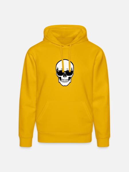 Skeleton with Sunglasses in Monochrome - Stanley/Stella DRUMMER Unisex Organic Hoodie - spectra yellow