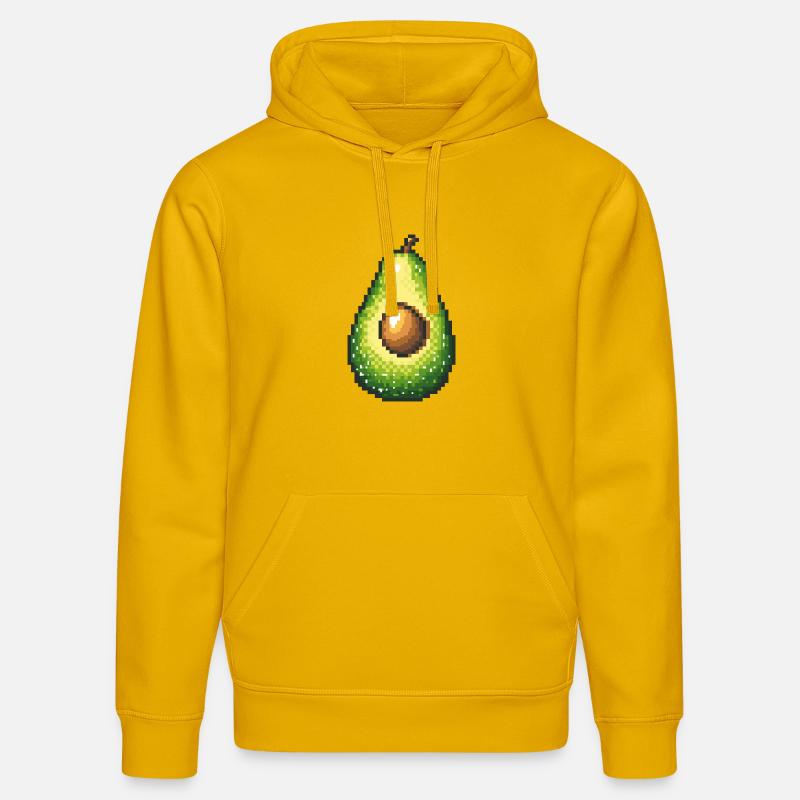 Pixel avocat rétro fruit image - Sweat à capuche bio DRUMMER Stanley/Stella Unisexe - jaune spectre