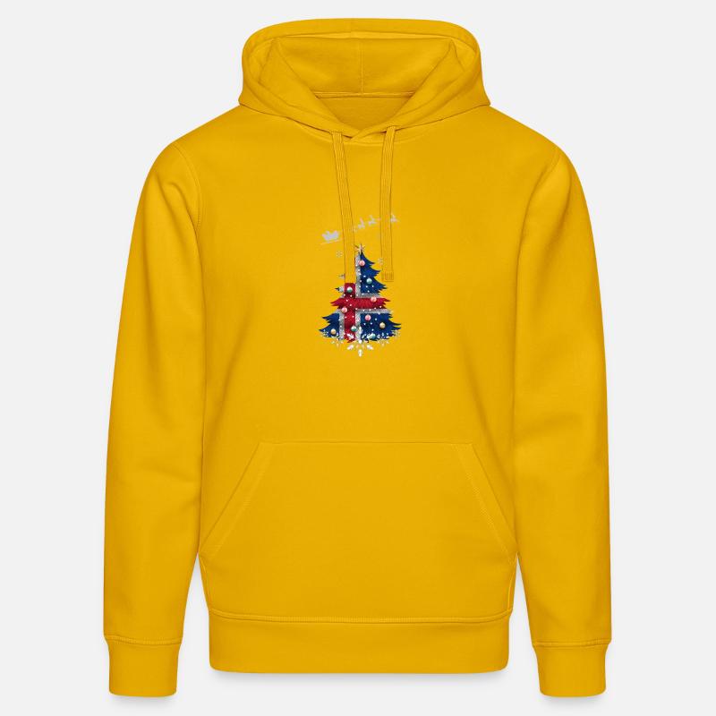 Sapin de Noël avec drapeau islandais - Sweat à capuche bio DRUMMER Stanley/Stella Unisexe - jaune spectre
