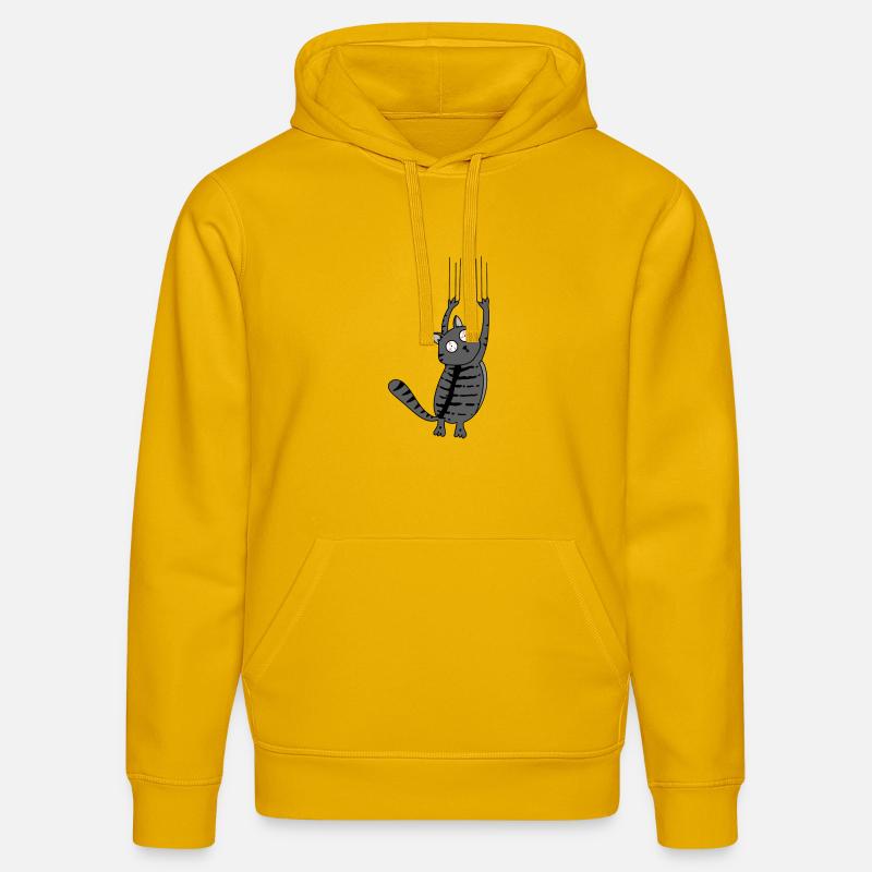 Panic Cat Version rayée - Sweat à capuche bio DRUMMER Stanley/Stella Unisexe - jaune spectre