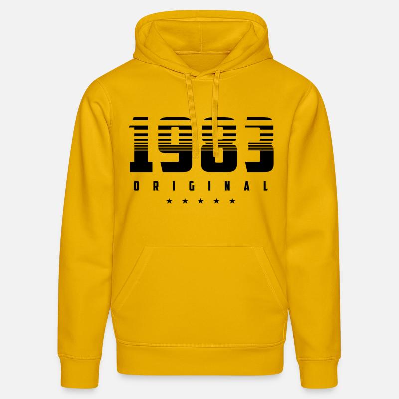 Né en 1983 l’original - Sweat à capuche bio DRUMMER Stanley/Stella Unisexe - jaune spectre