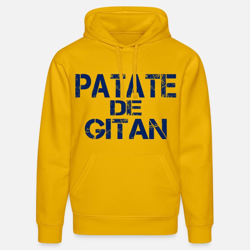 Patate GITAN bleu - Sweat à capuche bio DRUMMER Stanley/Stella Unisexe - jaune spectre