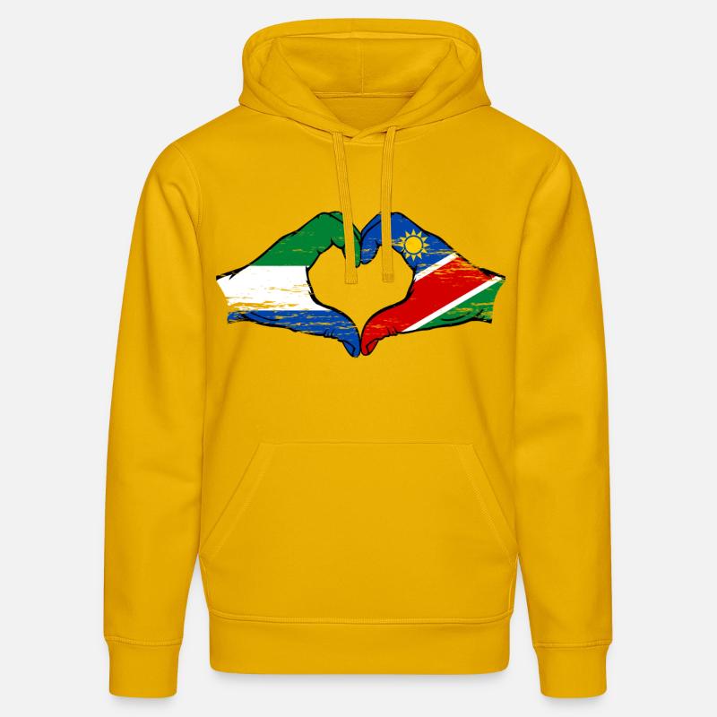 Sierra_Leone_Namibia_Flagge_Haende_Herzform_use - Sweat à capuche bio DRUMMER Stanley/Stella Unisexe - jaune spectre