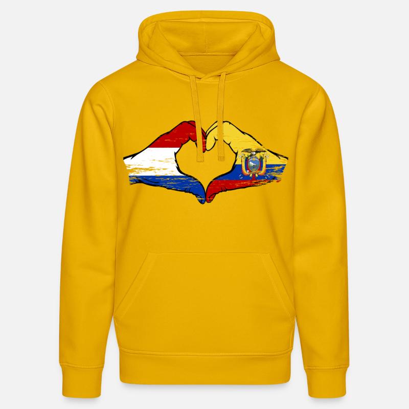 Cœur du drapeau de Hollande-Équateur utilisé - Sweat à capuche bio DRUMMER Stanley/Stella Unisexe - jaune spectre