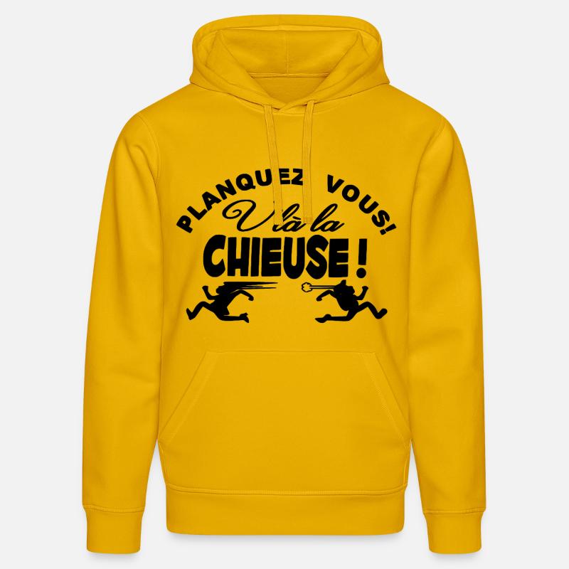 Planquez vous voilà la Chieuse Humour - Sweat à capuche bio DRUMMER Stanley/Stella Unisexe - jaune spectre