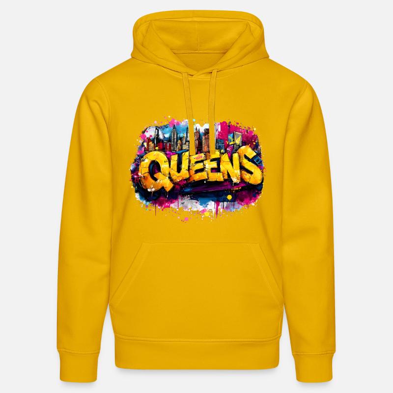 Queens Graffiti Skyline Farbexplosion - Stanley/Stella Unisex Bio-Hoodie DRUMMER  - Spektralgelb