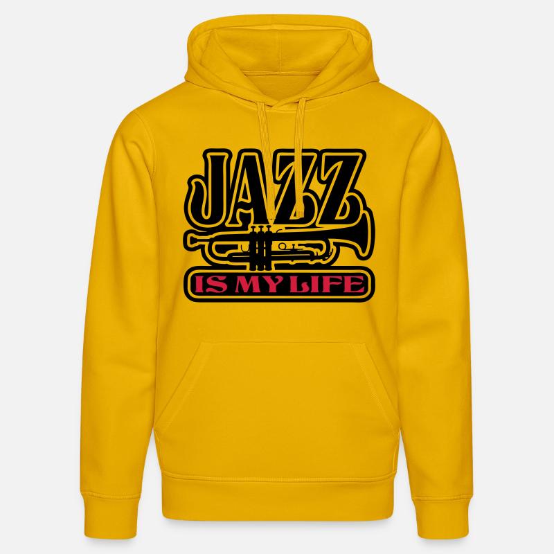 jazz is my life - Sweat à capuche bio DRUMMER Stanley/Stella Unisexe - jaune spectre