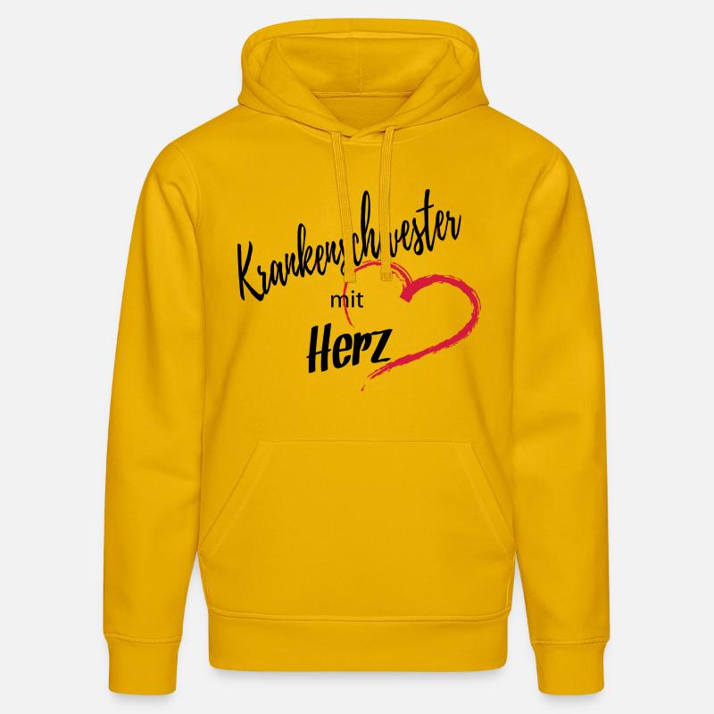 Krankenschwester mit Herz 2c - Sweat à capuche bio DRUMMER Stanley/Stella Unisexe - jaune spectre