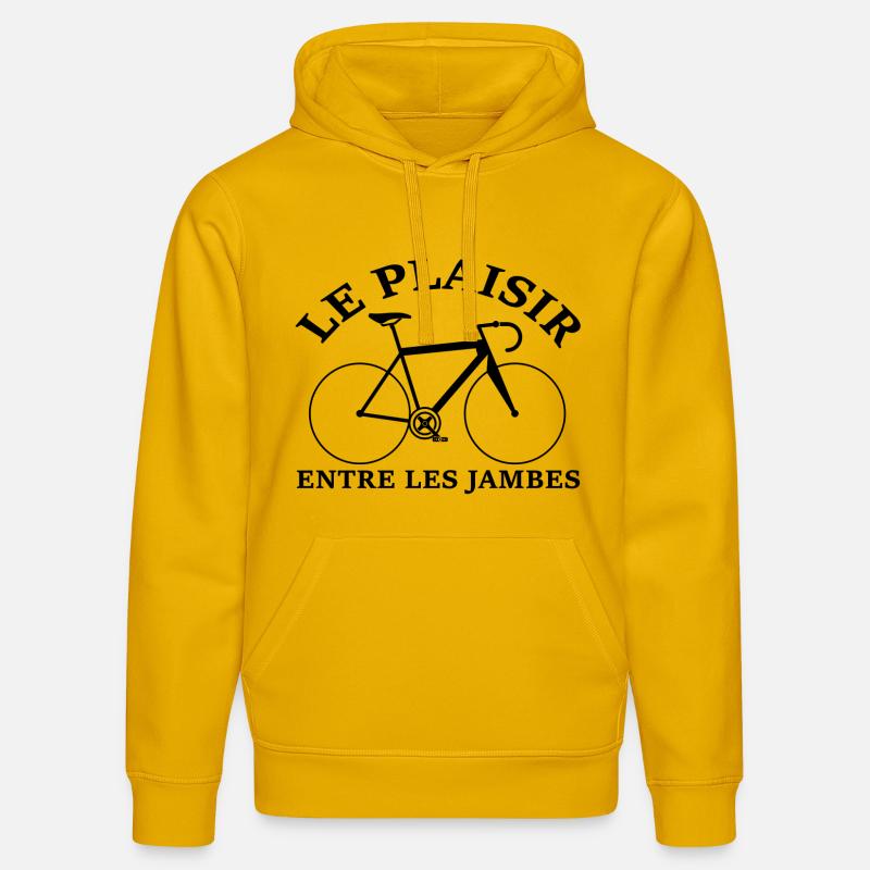 Le plaisir du vélo de course - Sweat à capuche bio DRUMMER Stanley/Stella Unisexe - jaune spectre