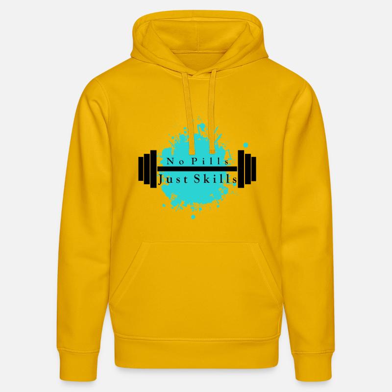 Pas de pilules - Juste des compétences - Sweat à capuche bio DRUMMER Stanley/Stella Unisexe - jaune spectre