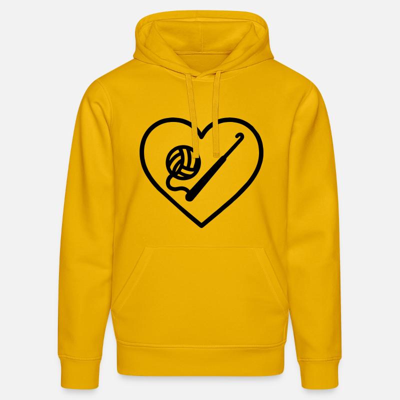 Cœur au crochet – Passion faite main - Sweat à capuche bio DRUMMER Stanley/Stella Unisexe - jaune spectre