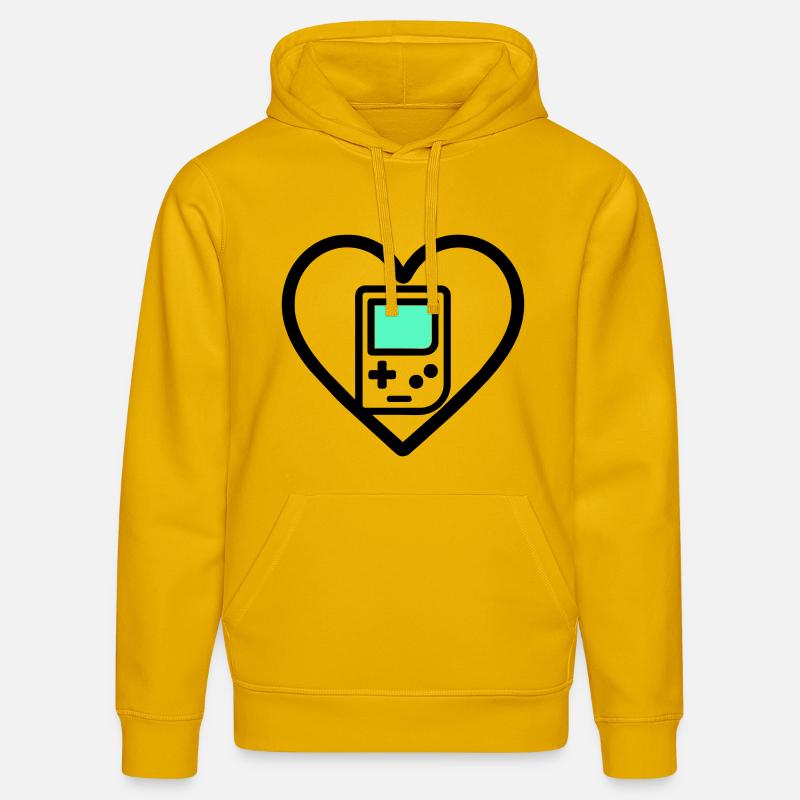 Retro Heart – Console portable rétro - Sweat à capuche bio DRUMMER Stanley/Stella Unisexe - jaune spectre