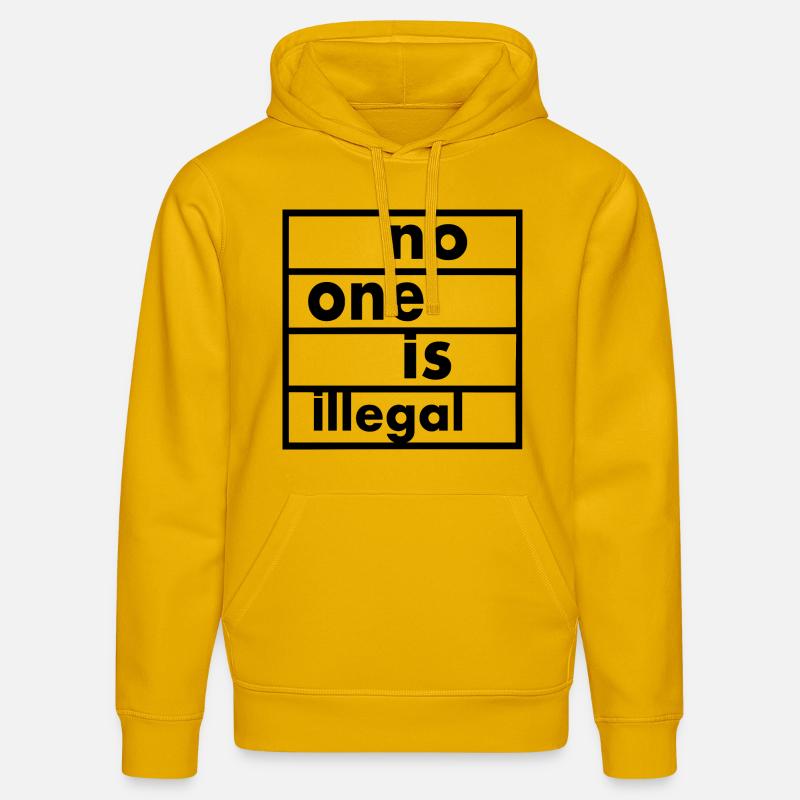 No one is illegal - Sweat à capuche bio DRUMMER Stanley/Stella Unisexe - jaune spectre