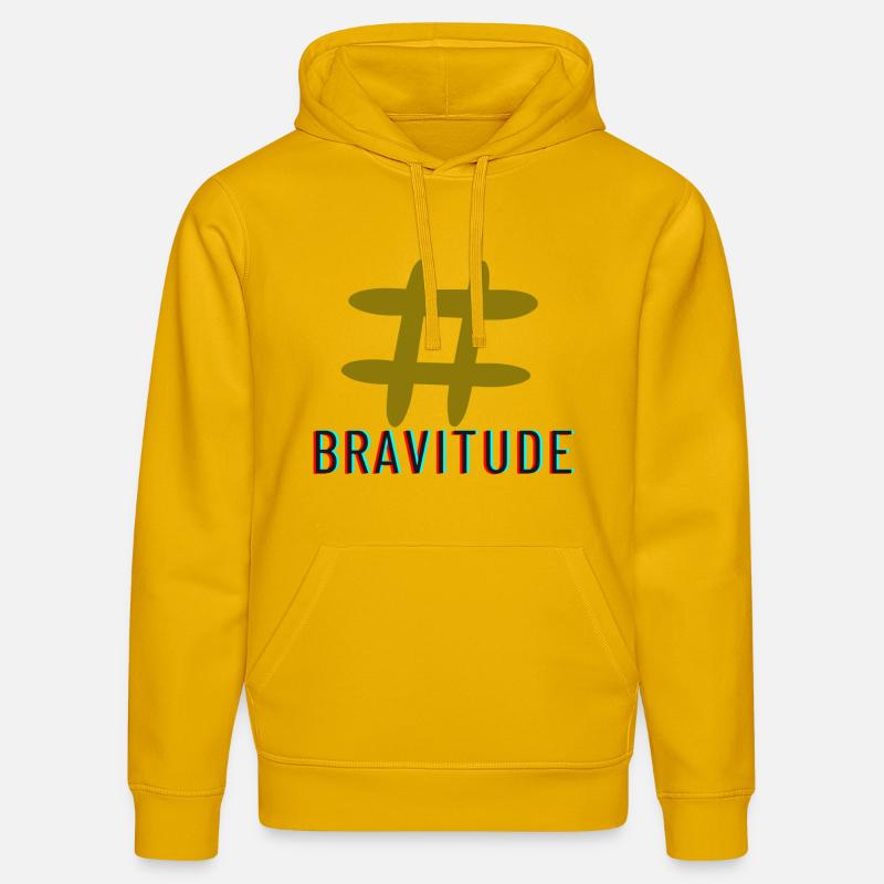 Slogan de l’étiquette de trappe Bravitude - Sweat à capuche bio DRUMMER Stanley/Stella Unisexe - jaune spectre