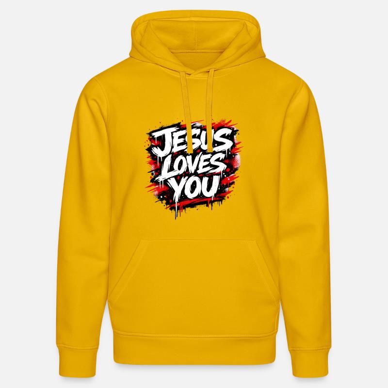Déclaration de graffiti Jésus t’aime - Sweat à capuche bio DRUMMER Stanley/Stella Unisexe - jaune spectre