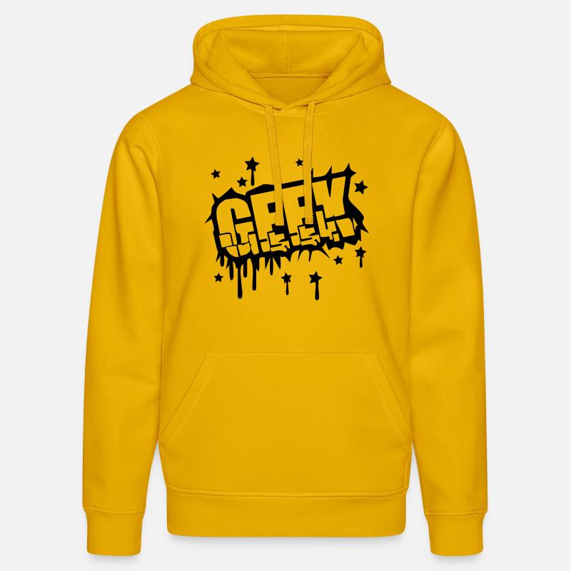 Geek Zerbrochenes Graffiti Design - Sweat à capuche bio DRUMMER Stanley/Stella Unisexe - jaune spectre