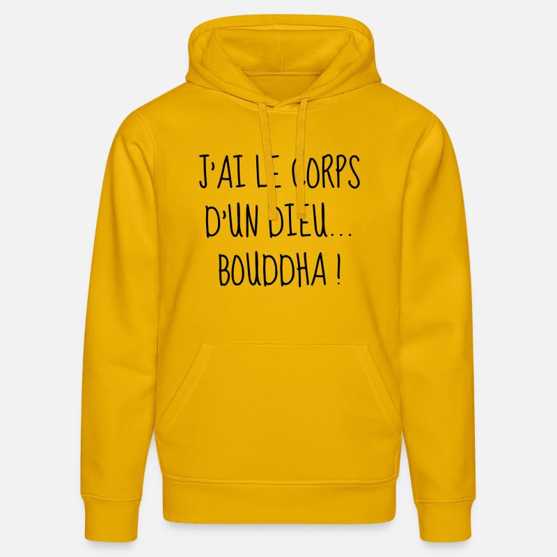 Bouddha - Gros - Grosse - Citation - Humour - Fun - Sweat à capuche bio DRUMMER Stanley/Stella Unisexe - jaune spectre