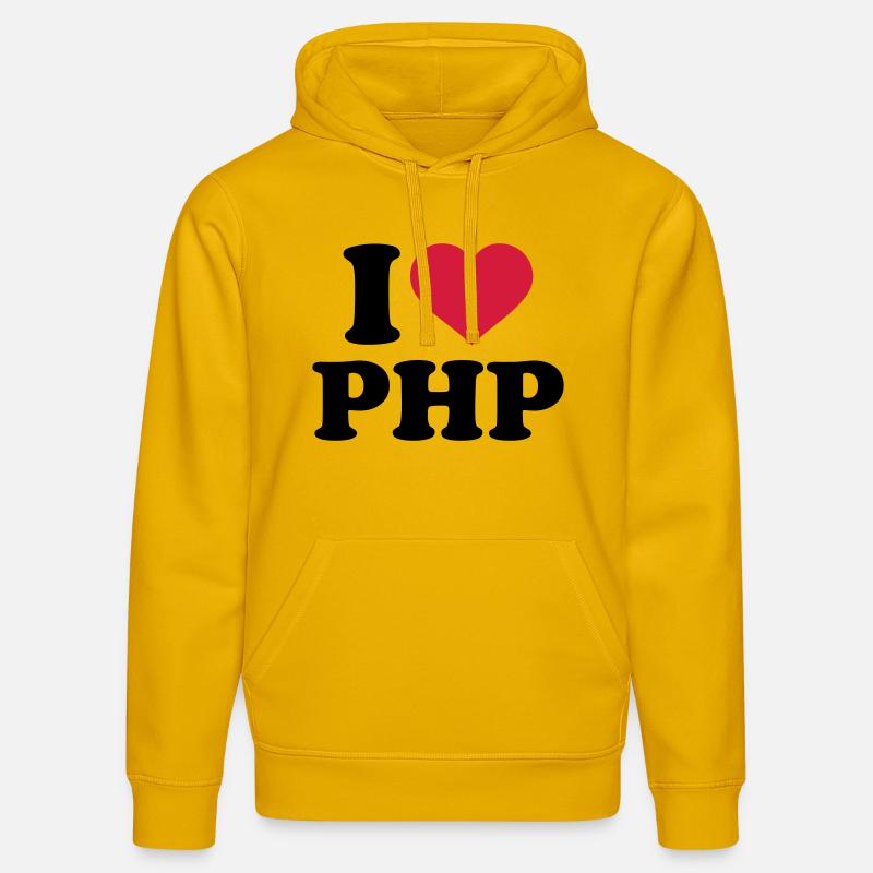 I love PHP - Sweat à capuche bio DRUMMER Stanley/Stella Unisexe - jaune spectre